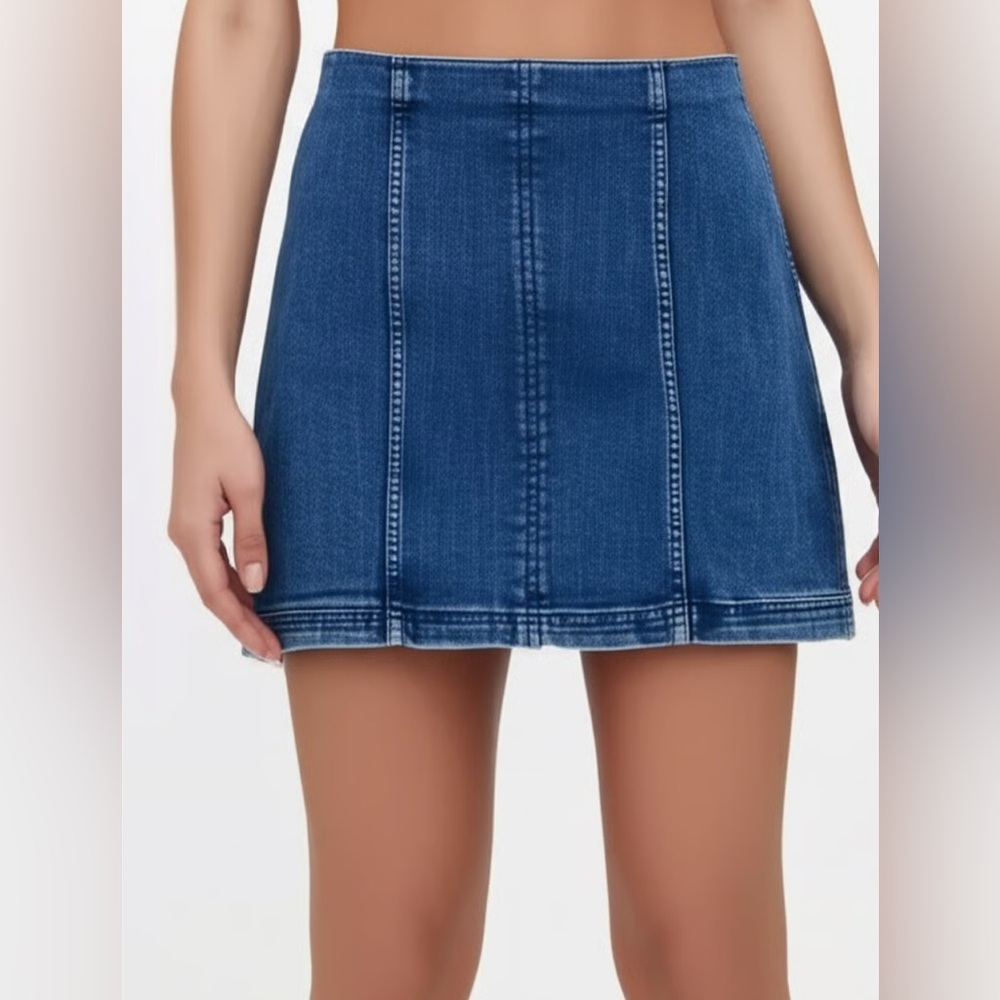 Free People Blue Denim Mini Skirt